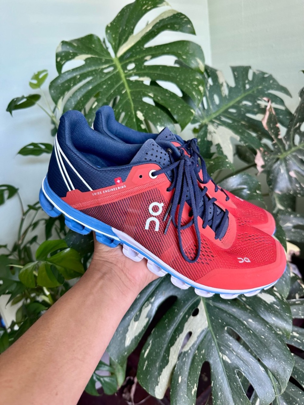 On Running Black and Red Unisex Running Shoes Mens8/Womens 9.5